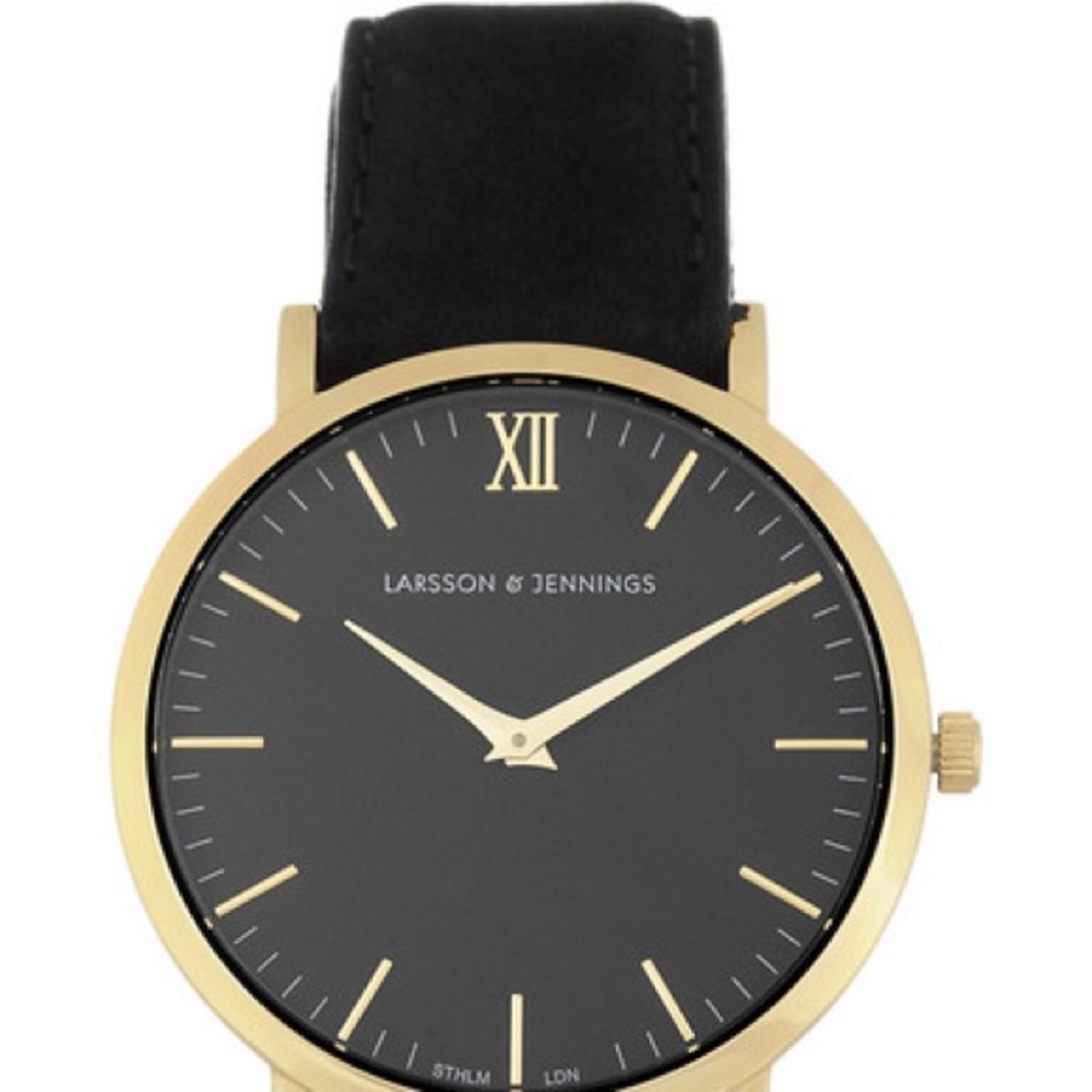 LARSSON & JENNINGS Läder suede & gold-plated watch